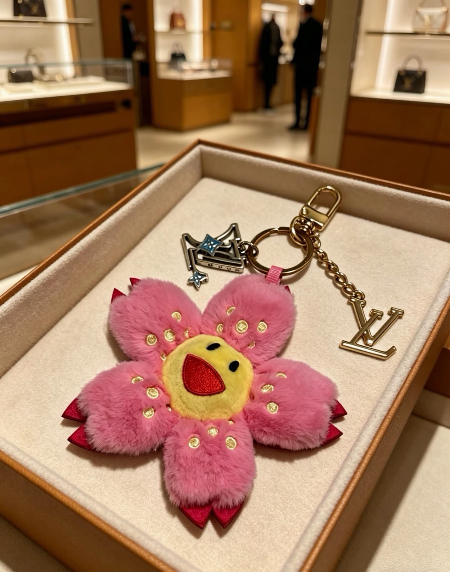 Louis Vuitton Pink Flower Keychain